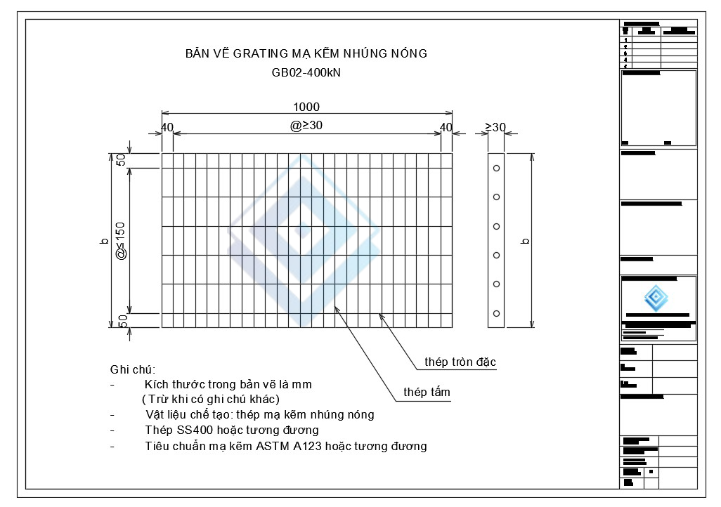 Grating GB02-400kN – Sàn thép công nghiệp siêu tải trọng, đạt chuẩn Châu Âu